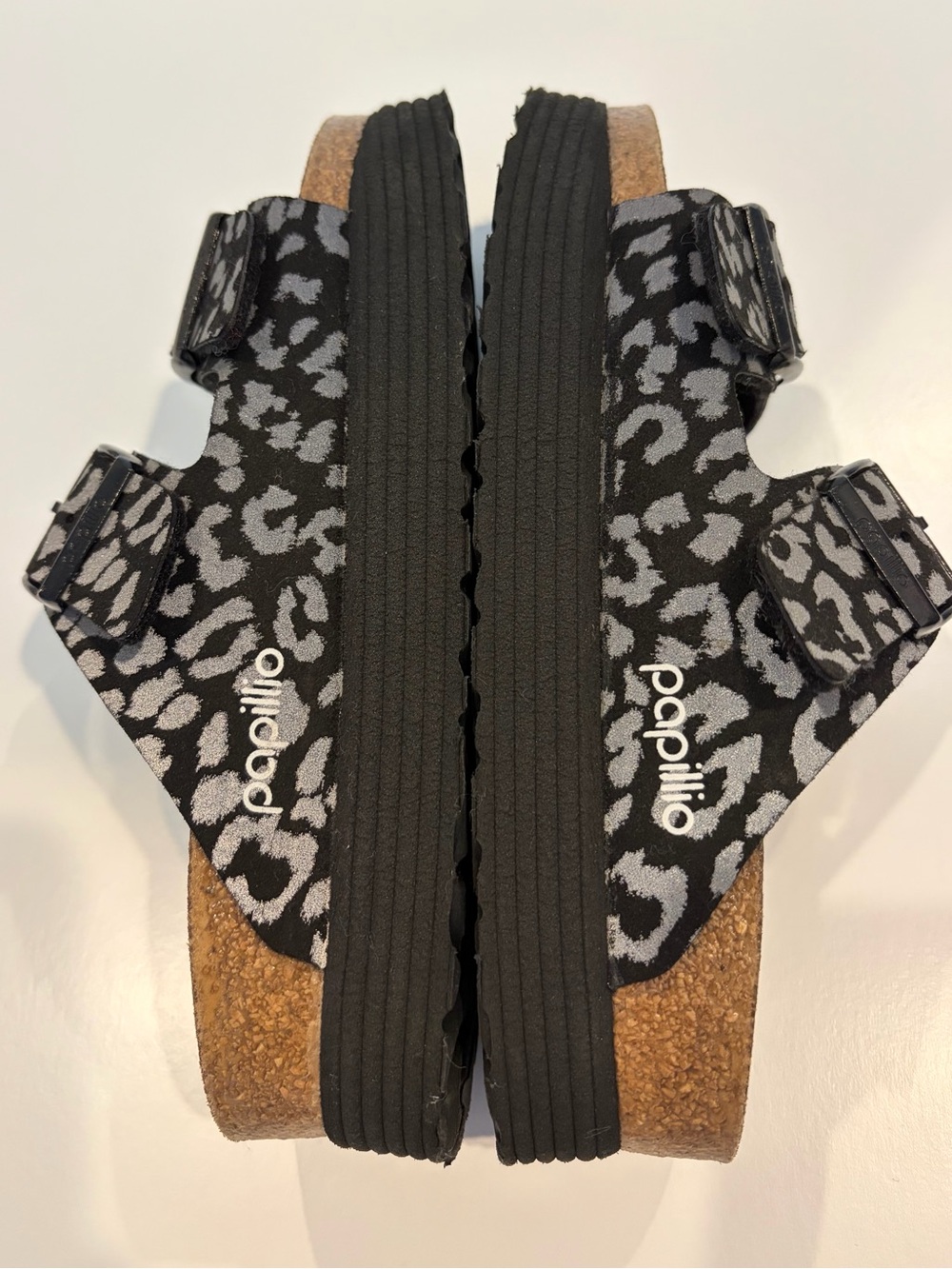 Birkenstock Papillio Arizona Grooved Platform Leopard Print Slide Sandals 37 - Picture 10 of 10